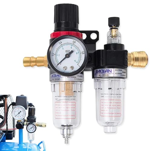 yotutun Réducteur de pression d'air comprimé, Séparateur D'Eau À Air Comprimé avec Manomètre filtre 1/4 