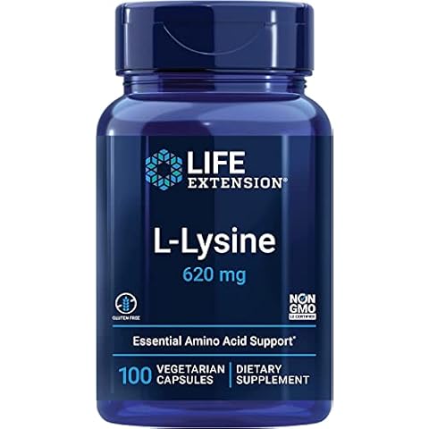 Life Extension, L-Lysine, 620mg, hochdosiert, 100 vegane Kapseln, Laborgeprüft, Glutenfrei Cover