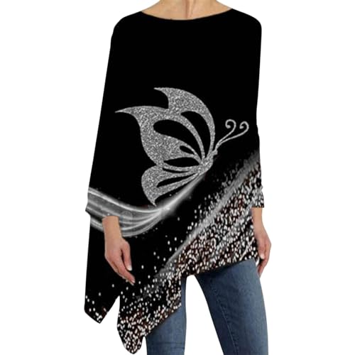Hauts longs pour femme à porter avec des leggings décontractés à imprimé floral pull col rond basique à manches longues t-shirt léger robe pull printemps maternité hauts grande taille vêtements pour