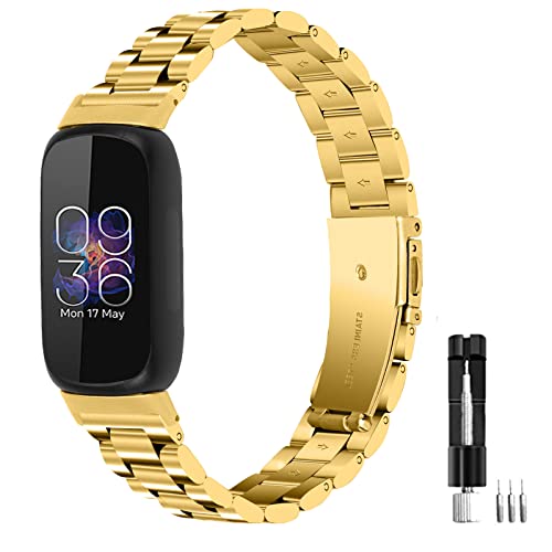 Metal Bands Compatible with Fitbit Inspire 3 for Women & Men,Solid Stainless Steel Adjustable Strap...