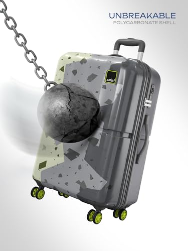 Image of Safari Tazzo 8 Wheels 77cm Large Size Trolley Bag, Hard Case Polycarbonate, 360º Wheeling Small Check in Luggage, Suitcase for Travel, Trolley Bags for Travel, Printed