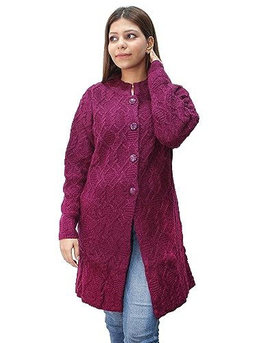 Image of HAUTEMODA Women's Wool Banded Collar Cardigan