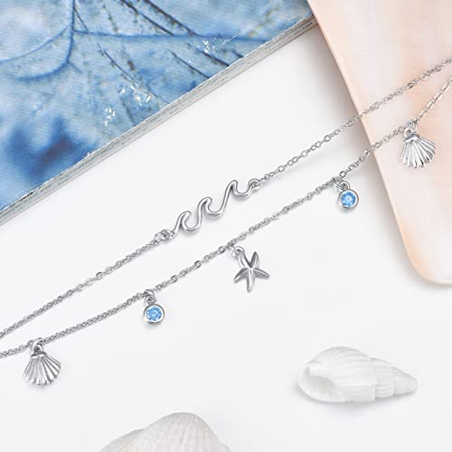 Image of VONALA Evil Eye Anklet 925 Sterling Silver Irish Celtic Knot /Witches Knot /Claddagh /Infinity Heart /Butterfly /Pineapple Chain Hotwife Anklet Foot Ankle Jewerly Gift for Women Mother Wife Sisters