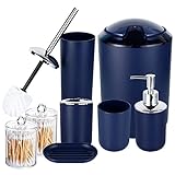 HOMEACC Navy Blue Bathroom Accessories Set of 8,with Toothbrush Holder,Toothbrush Cup,Soap...