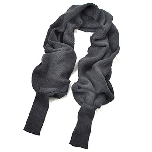 Knitted Wrap Scarf With Sleeves - Autumn Winter Unisex Cape Shawl for Women Men4