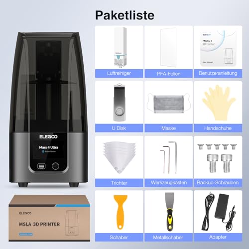 ELEGOO Mars 4 Ultra MSLA - Impresora 3D de resina, impresora 3D con LCD monocromo 9K, conectividad Wi-Fi, nivelación sin esfuerzo, película de revestimiento de liberación ACF, impresora 3D, tamaño de