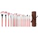 Bdellium Tools Professional Makeup Brush Pink Bambu Series - Deluxe 22pc. Brush Set with Roll-Up Pouch