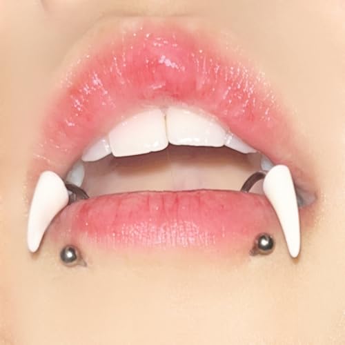 2Pcs 16G Vampire Fangs Lip Rings for Women Men Stainless Steel Snake Bite Jewelry Halloween Body Piercings Jewelry 8-12mm2