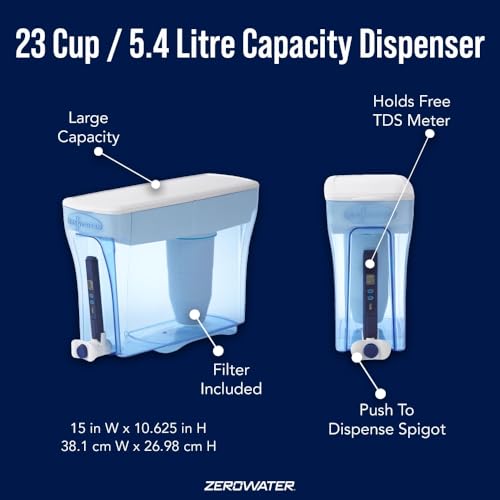 Image of ZeroWater 23-Cup Dispenser Ready-Pour 5-Stage Water Filter with 0 TDS Water Filter - IAPMO Certified to Reduce Lead, Chromium, and PFOA /PFOS