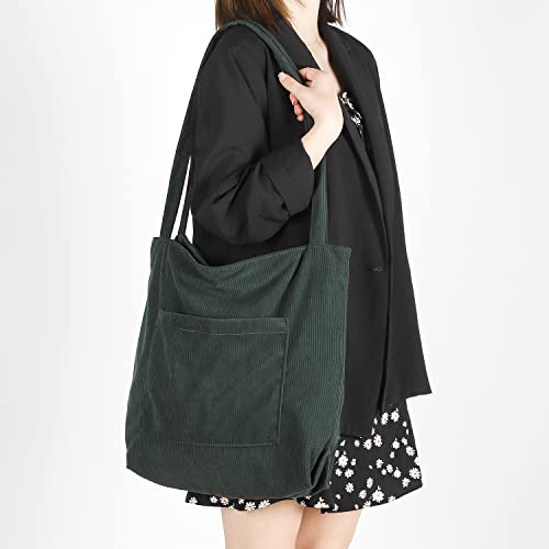 Image of WantGor Women Corduroy Tote Bag, Large Shoulder Hobo Bags Casual Handbags Big Capacity Shopping Work Bag