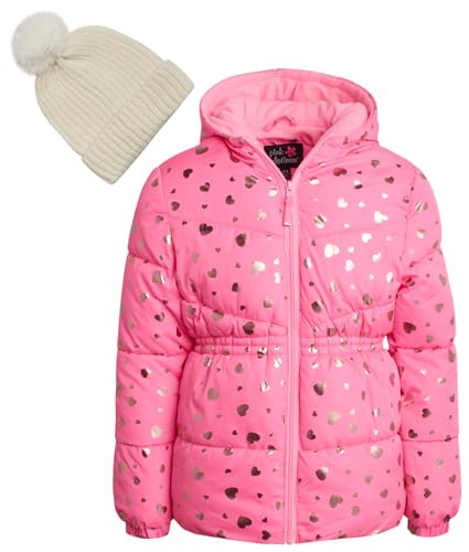 Pink Platinum Girls Winter Coat - Warm Fleece-Lined Hooded Puffer Jacket for Girls with Winter Hat (Sizes: 4-16)