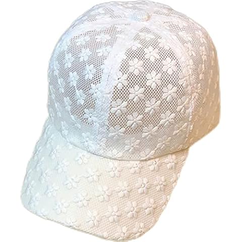 Xilery Lady's Embossing Flower Lace Lightweight Baseball Cap Sun Hat with Adjustable Strap (White) Cover