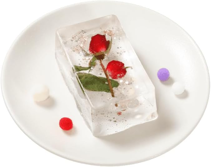 FUFUSQUISHY Taba Handmade Frozen Rose Squishy – Transparent Clear Silicone Kawaii Stress Relief & Sensory Fidget Toy
