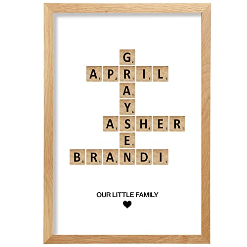 Personalized Family Name Sign Poster or Canvas, Crossword Scrabble Print, Custom Family Letter Tile, Name Puzzle, Gift for Lovers, Valentine's Day, Christmas, Birthday, Anniversary, Special Day