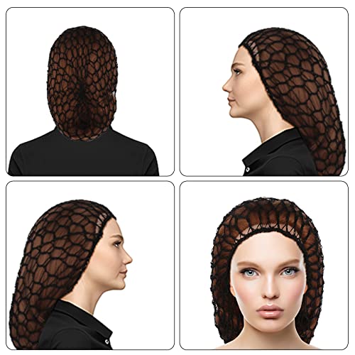 Foto von WLLHYF 2 Stück Mesh-Haarnetz Rayon-Strick-Schlauchmütze Häkel-Haarwickel Schlafmütze weiches Haarnetz große Haarabdeckung Ornament für Mädchen langes Dickes Haar (Polyester, Schwarz)