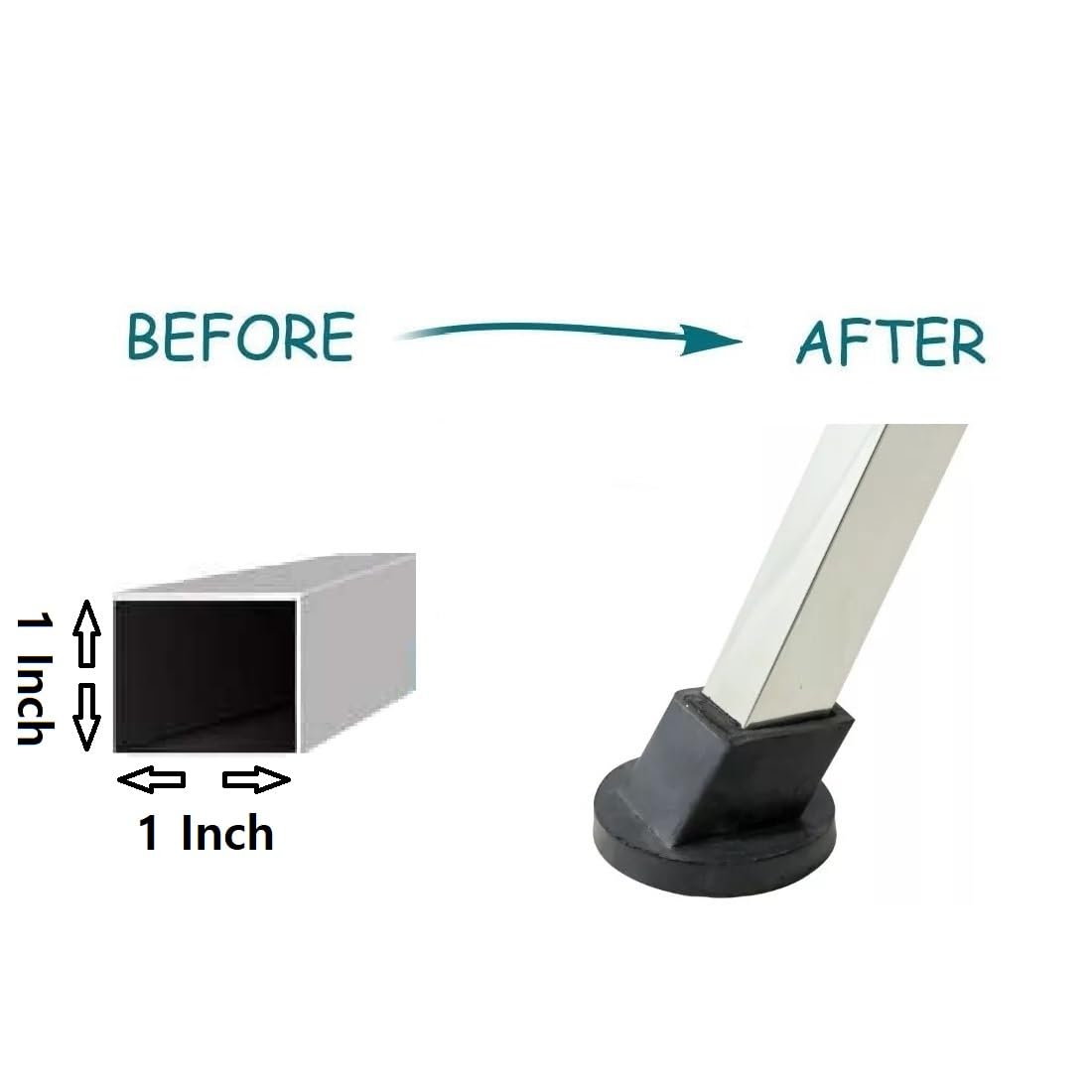 MYSACART Vacuum Rubber Pad Square Pipe Baby Swing Cradle/Ghodiyu Datta 1" Inch 4 Pcs - Image 3 thumbnail