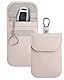 Teskyer 2 Stück Faraday Tasche für Autoschlüssel, Keyless Go Schutz, Autoschlüssel Schutz, Signalblocker-Tasche, RFID Schutz Autoschlüssel für Autoschlüssel, Beige