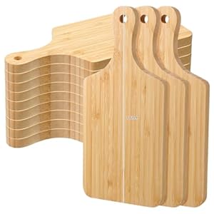 12 Pcs Thicken Bamboo Cutting Board Bulk Personalized Wood Chopping Board Customized Laser Engraving Blanks Serving Board for Wedding Mother’s Day Housewarming Gift (Handle)