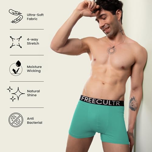 Image of Freecultr Organic Cotton Elastane Stretch Underwear for Men Breathable Comfortable Trunks Innerwear Sweat Absorbing Undergarments with Ultrasoft Waistband