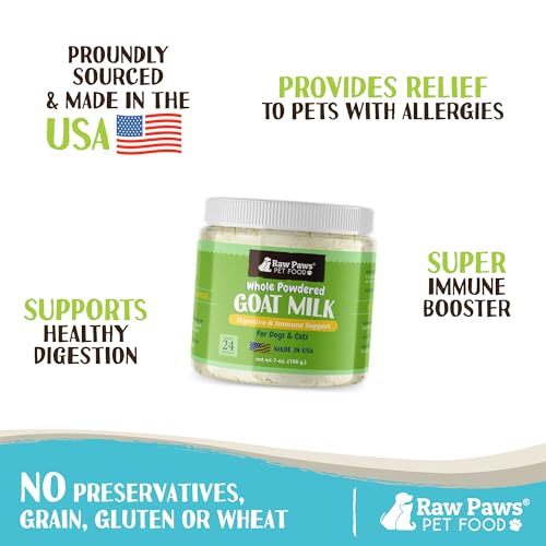 Raw-Paws-Whole-Powdered-Goat-Milk-for-Dogs-and-Cats-7-oz-Goats-Milk-for-Dogs-Made-in-USA-Natural-Kitten-Puppy-Milk-Replacement-Formula-Dry-Pet-Goat-Milk-Food-Topper-Pet-Nutritional-Supplement Raw Paws Whole Powdered Goat Milk for Dogs and Cats 7 oz Goats Milk for Dogs Made in USA Natural Kitten Puppy Milk Replacement Formula Dry Pet Goat Milk Food Topper Pet Nutritional Supplement