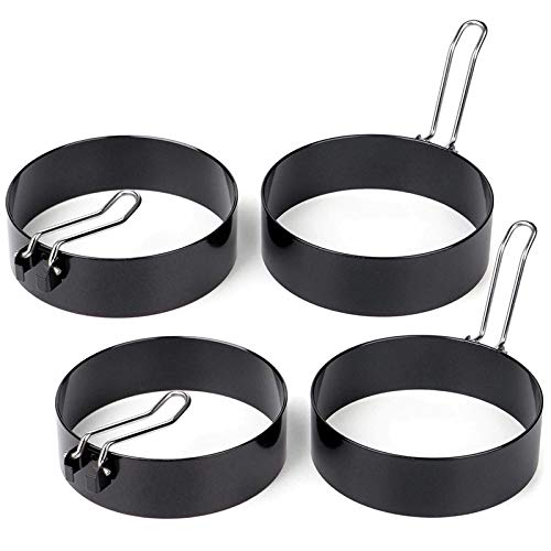 SODIAL 4 Pack Large Egg Ring, 3 inch Round Non Stick Egg Pancake Maker, Breakfast Household Tool Cooking