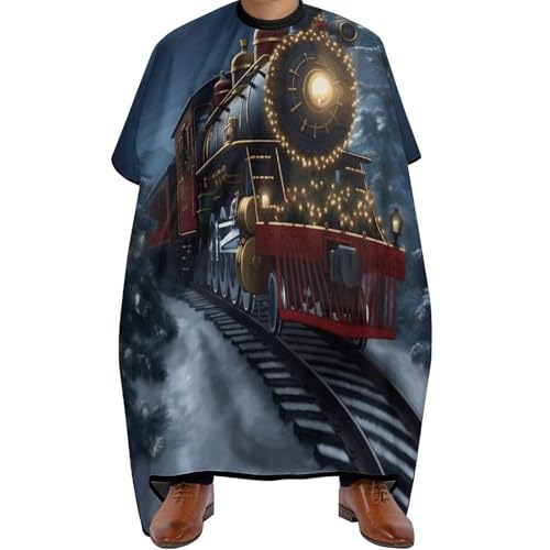 Capa de barbería Christmas Train 66.9 x 56.7 pulgadas miniatura 1