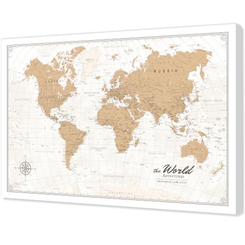 Image of IPIC Vintage World Maps for Wall, World Map Canvas, Total Size 42x28 in