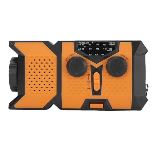 Emergency Weather Radio with AM/FM/WB, Hand Crank Radio with Solar Charging, LED Flashlight, 2000mAh, Portable Survival Radios for Camping and Outdoor Use