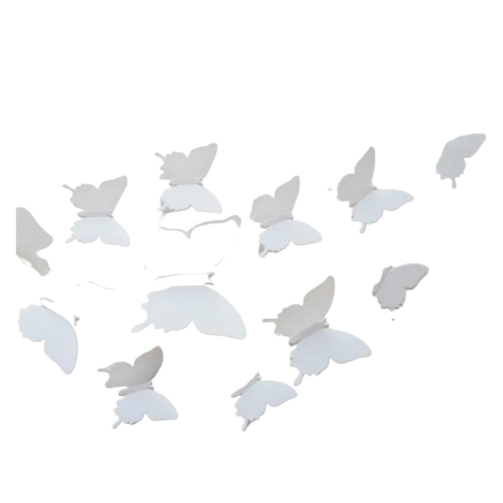 3D Butterfly Wall Decoration 12pcs PVC 3D Butterfly Mirror Wall Stickers Cute Butterflies Smooth Bright Surface Art Decals Home Decoration(White)