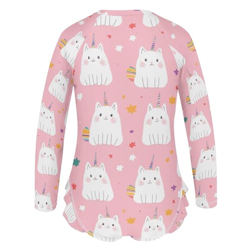 Colorful Palm Girls Swimsuit One Piece Rash Guard Girls' Swimwear Long Sleeve Swimsuits for Girl Size 3-12T3