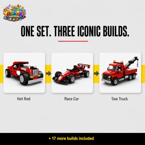Image of Yashoni Automotive Building Blocks Toy Set for Kids | 10+ Construction Models in one Set| Aircraft, Excavator, Car Model Building Kit | Educational STEM Toy | Ages 6+ (Vintage Car)