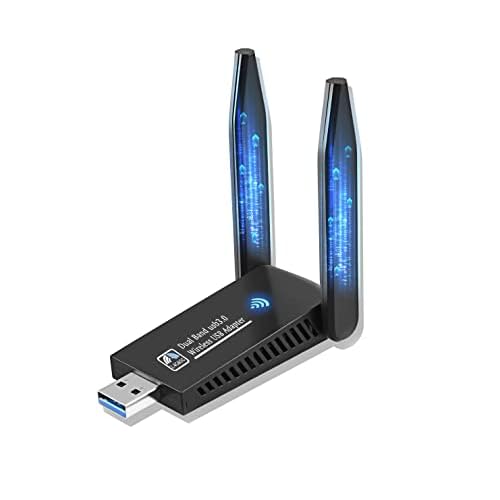 1300Mbps USB WiFi Dongle for PC Double Antenna, Dual Band 5GHz 2.4GHz USB WiFi Adapter for PC, High Gain USB 3.0 WiFi USB Adapter for PC, PC WiFi Adapter Support Windows 11/10/8/7/Vista/XP