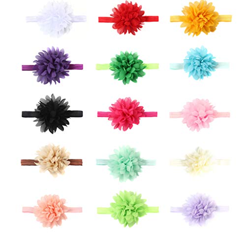 Gshy 8 diademas elásticas para bebé para el pelo con flor para niños turban, para bebés y niñas, color aleatorio Cover