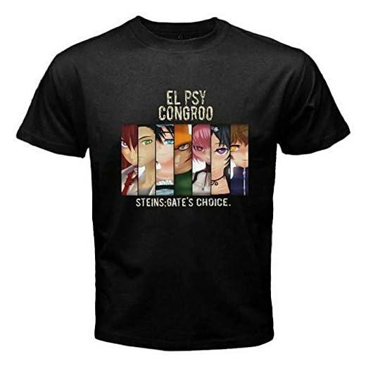 EL PSY CONGROO STEINS GATE'S CHOICE CARTOON BLACK SHIRT USA SIZE S-3XL Black S