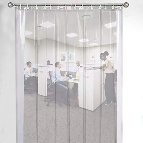 Image of 4.5x9 Feet AC Door Curtain Transparent Thermal Insulated PVC Air Blocking Curtain Dust & Mosquito Protection Includes Heavy Duty Shower Rings Ideal for Home, Office and Shop Partitions