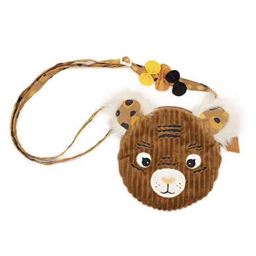 LES DEGLINGOS - SAC A MAIN ENFANT AVEC BANDOULIERE SPECULOS LE TIGRE - CASSONADE - Tissu tout doux - Idée cadeau - 18cm