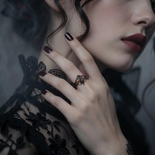 Image of Jeulia Gothic Black Engagement Ring Set 925 Sterling Silver