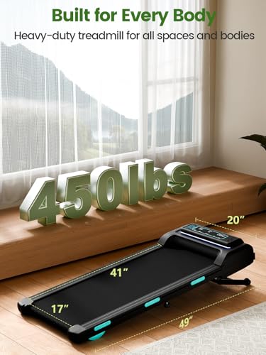 Image of 3.5HP Walking Pad with Handle Bar, 12% Auto Incline Treadmill for Home Office, 450 Lbs Capacity Heavy Duty Under Desk Treadmill with APP Control, Bluetooth Speaker, Portable Running Machine