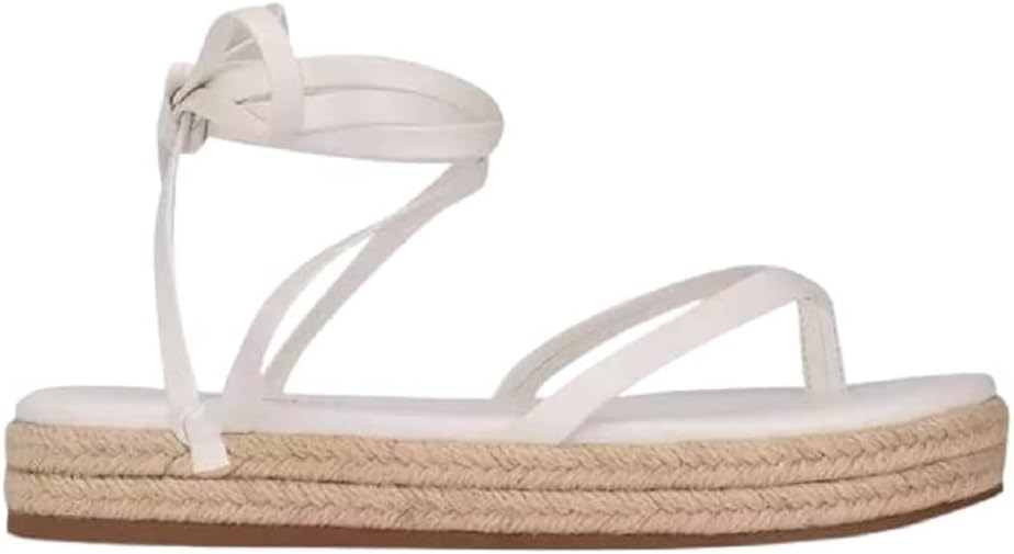 Nine West Women's MONEE3 Espadrille Wedge Sandal, White, 5
