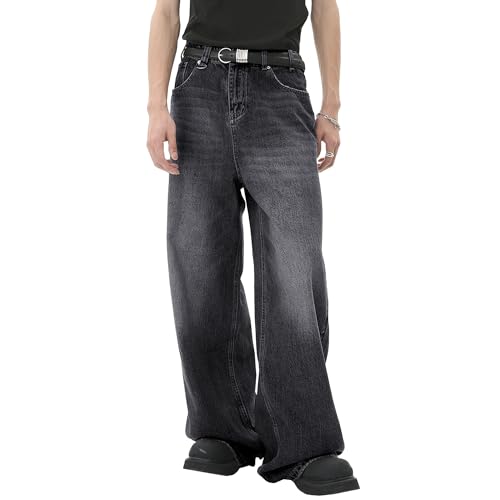 Men's Loose Wide Leg Denim Pants Large Size Minimalist Versatile Jeans Oversized Simple Baggy Straight Trousers