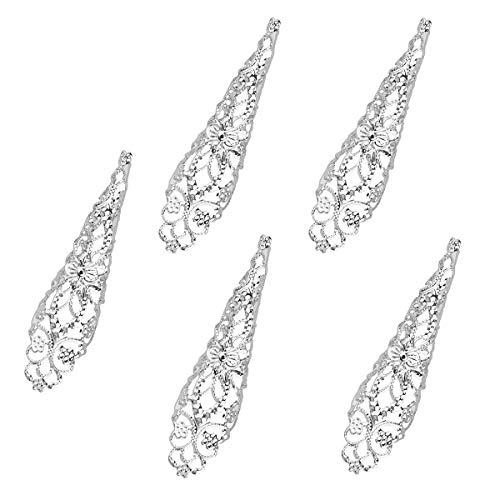 Wowlife Silver Tone Floral Fingertip Nail Sharp Claw Jewelry Finger Claw Cosplay Accessories