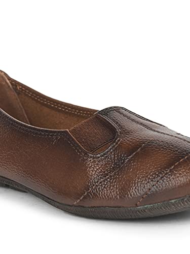 Image of Liberty Healers TLO-04 Casual Slip-On Ballerina Shoes for Women - Cherry & Tan | Comfortable Insole | Lightweight Durable and Cushioned Footbed | Leather Insole Shock Absorption