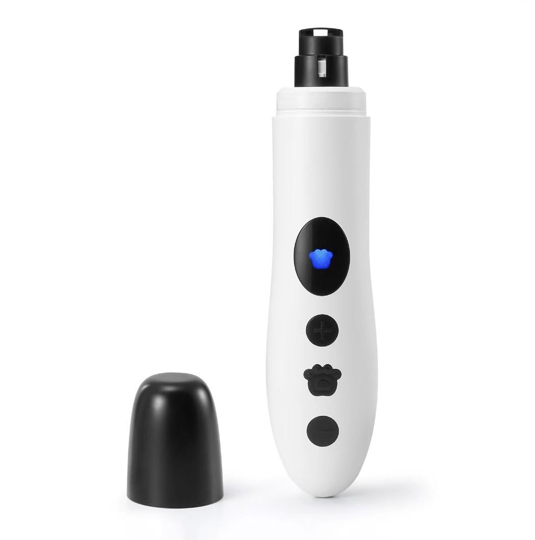 Molinillo de uñas para perros silencioso, kit de aseo para perros y gatos, ajuste uniforme de velocidad y vibración de bajo ruido, para perros grandes, medianos, gatos, cuidado de uñas de