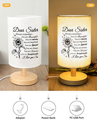 Calibron Sisters Gifts From Sister Fabric Lamp, Sister Birthday Gifts From Sister, Gifts For Sister Table Lamp With Wooden Stand Anniversary Wedding Graduation Birthday Gifts For Sisters #TOP5
