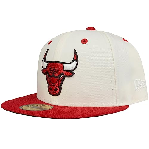 Casquette New Era 59Fifty Chicago Bulls beige et rouge ajustée
