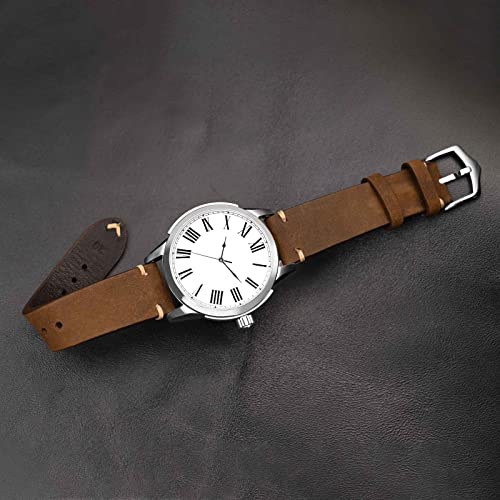 BISONSTRAP Uhrenarmband für Herren, Handgefertigte Stiche Leder Armband, Schnellverschluss, 18mm 20mm 22mm – Bild 6