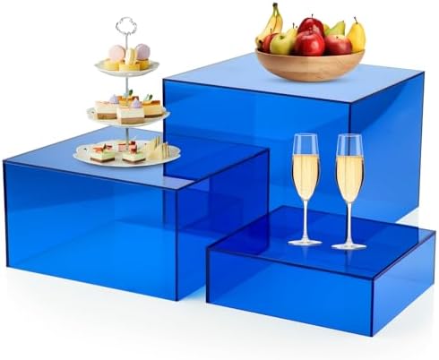 Amazon.com: Bouiexye Blue Buffet Risers, 3Pcs Acrylic Boxes Display ...