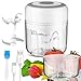 JasCherry 2 Pezzi Mini Tritatutto Elettrico, Frullatore per Aglio con Ricarica USB e 3 Lame Affilate, Piccolo Robot da Cucina per Alimenti per Bambini, Pepe, Frutta, Verdura(250 + 100 ml)