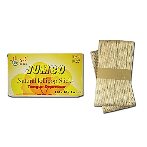 2 x 100 Jumbo Natural Wooden Lollipop Sticks for Wood Craft by arkCRAFT
