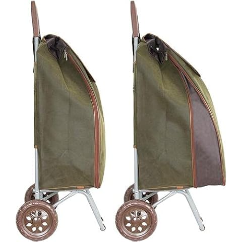 Strong Large folding 2 wheeled shopping trolley cart with expandable bag Lightweight Shopping Trolley 2021 Model Large Capacity Shopper, Cart Design Essential Durable Stable Wheeled Bags (Green) Cover